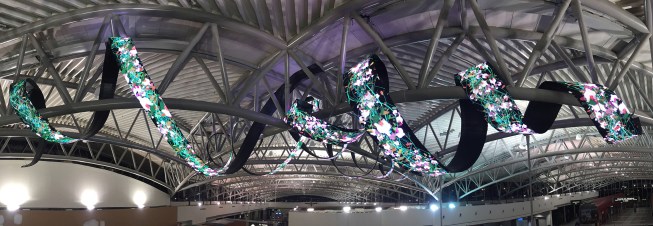 Tendril. Permanent Public Art installation by Daniel Canogar at Tampa Intl Airport in Florida