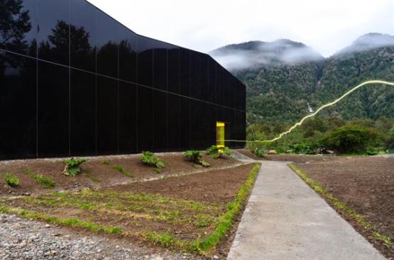 A view toward the bottling plant entry.