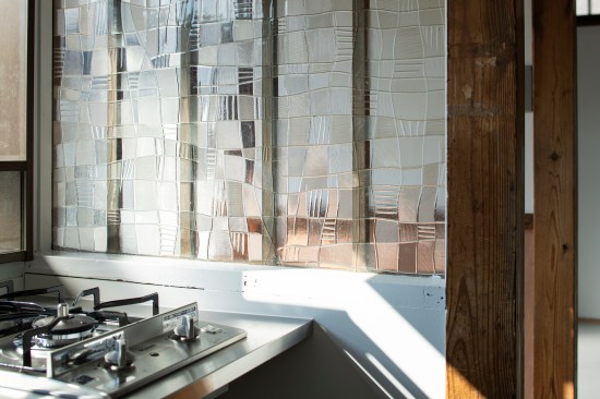 Detail of the frost glass in the kitchen