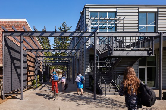 A new entry was created forming a central entrance to the school that is safe and secure.