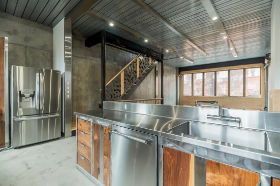 Custom stainless steel & black walnut kitchen