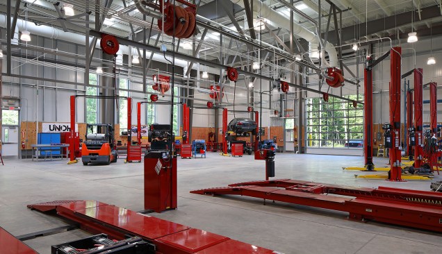 In an effort to responsibly use the County’s budget, the school incorporates a traditional steel frame and a Pre-Engineered Metal Building. While the classrooms and smaller labs are housed within the traditional framed areas, the large open spans of the PEMB accommodate the needs of the large shop spaces at an efficient cost.