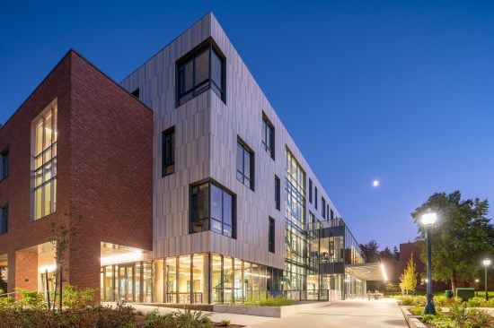 Sourcing of beautiful materials in a sustainable way upholds the value system of the project.  By designing an integrated high-performance building, we achieved LEED Gold certification and met the stringent energy goals of the Architecture 2030 Challenge with a total energy reduction of 77% and an estimated use of 34% less energy than if built to the standard Oregon Energy Code minimum.  UO Tykeson Hall, OFFICE 52 Architecture, Design Architect.