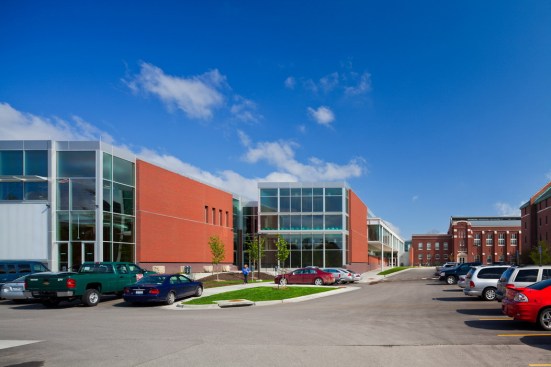 Exterior View of Expansion and State Gym Renovation from afar