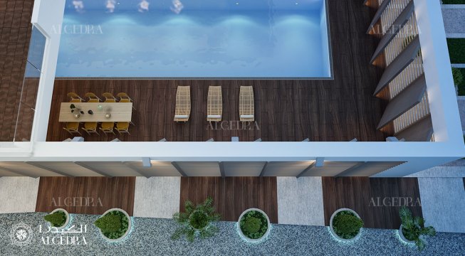 Pool design of modern villa in Dubai