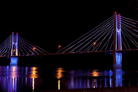 The computer-controlled lights are programmed up to 16 different color sequences, allowing the city to easily display different color schemes.