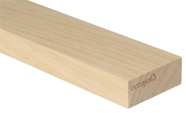 Accsys Technologies. To make Accoya lumber, the company starts with sustainably harvested wood then manufactures it using a non-toxic acetylation process that makes the product more dimensionally stable and durable than tropical hardwoods. The wood carries FSC and PEFC certification, as well as Cradle to Cradle Gold. It is indigestible for many insects, including termites, the firm says, and is suitable for uses such as decking, windows, doors, cladding, and structural components. 972.233.6565. www.accoya.com. Booth #468.