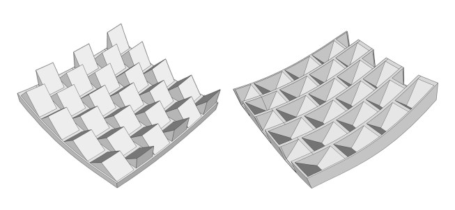 Prototype concepts (l to r): Convex and concave panels