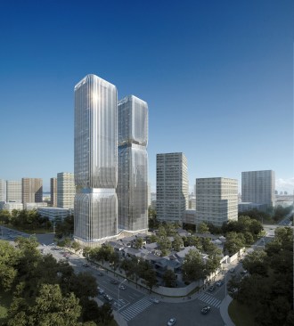 Rendering of twin towers