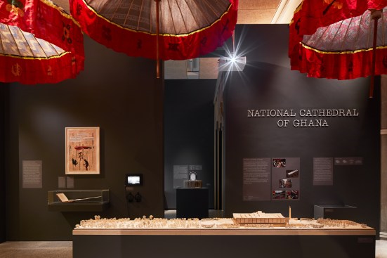 David Adjaye's National Cathedral of Ghana installation for the "Making Memory" exhibition at the Design Museum in London.