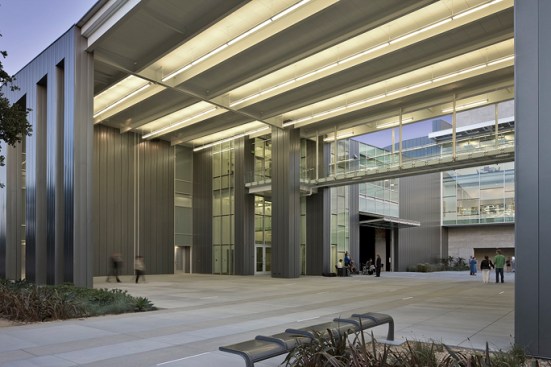 Exterior Covered Lobby and Bridge towards Small Rehearsal Room
