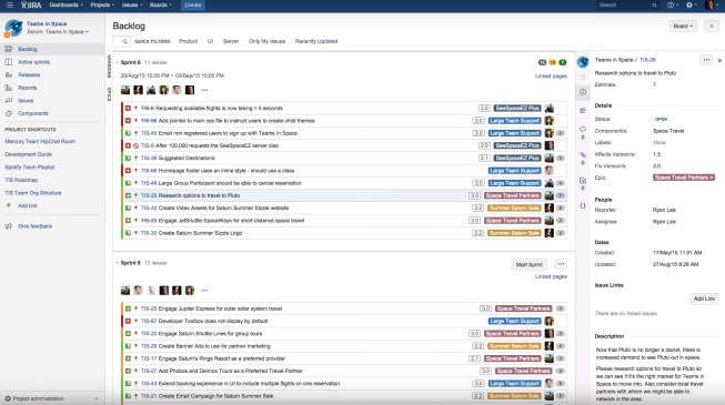 Jira user interface