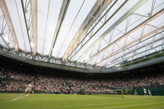 With proper password permissions, lighting for Centre Court can be controlled from within the stadium to provide the ideal competition environment. Here, a view of the match between Marcus Willis (GBR) and Roger Federer (SUI) during The Championships 2016.
