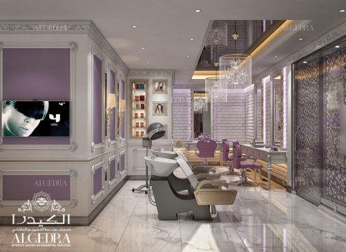 Hair styling area in beauty salon design