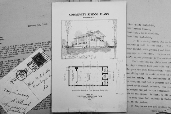 A Rosenwald Fund-issued pamphlet detailing designs for schoolhouses that could be implemented across the country.