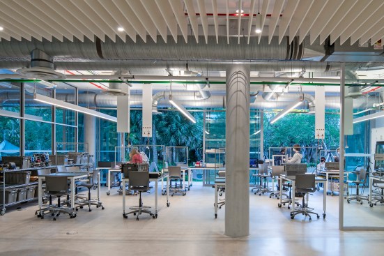 A learning lab characteristic of the open design of the STEM building at Ransom Everglades School.