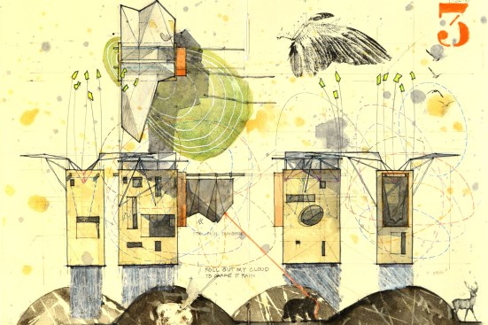 Chris T. Cornelius’s Domicile is a speculative drawing based on the Oneida moon calendar.