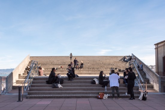 Lunchtime offered no shortage of views from the symposium venue, the San Francisco Art Institute (SFAI). The facility was designed by local firm Bakewell & Brown in the 1920s. In 1963, architect Paffard Keatinge-Clay designed an addition that included this concrete ampitheater atop SFAI's lecture hall.