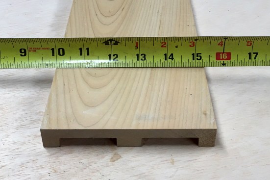Finish face of a sample 1x6 comprising the proscenium soffit.