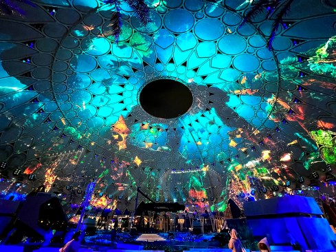 The Al Wasl Plaza uses 252 Christie D4K40-RGB projectors to cast images across a 273,188 square-foot dome.