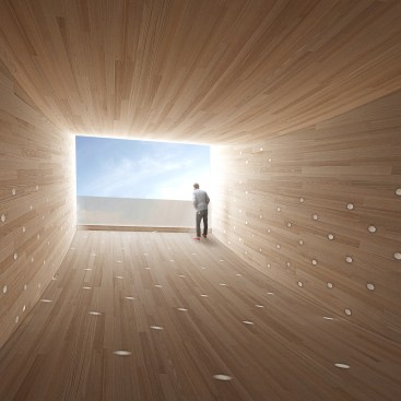 The ends of the cantilever look out to the sky and surrounding campus.