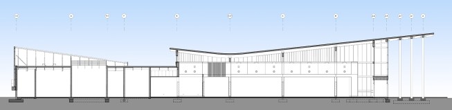 East–West section through lobby