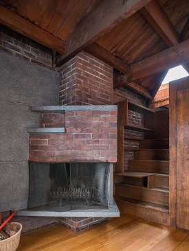 The staircase leading up to the loft