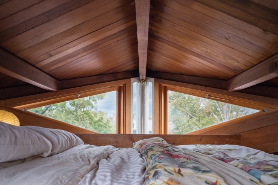 The loft ceiling in the third-floor addition to Tyng's house