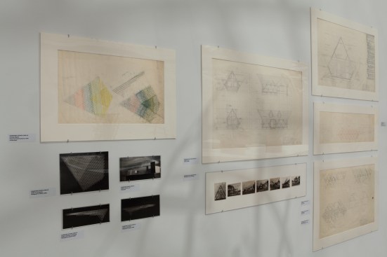 Diagrams for the Bucks County elementary school designed by Tyng (left), exhibited at the Institute of Contemporary Art in Philadelphia