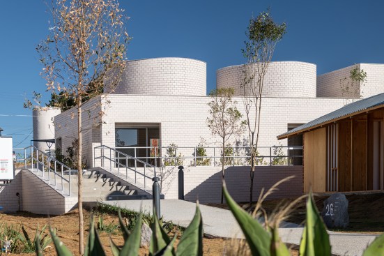 The welcome and education center at the Apan Housing Laboratory in Apan Mexico, designed by MOS.