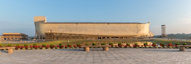 Visitors enter the 510-foot-long attraction via a 450-foot-long ramp near the ark's stern.