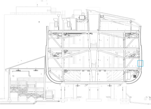 Building section with call out to wall detail