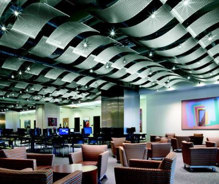 Product: INFUSIONS&reg; Accent Canopies 2' x 5' in Perforated Alloy 
&nbsp; 
Project: University of Texas at San Antonio, John Peace Library, San Antonio, TX 
&nbsp; 
Architect: The Bommarito Group, Austin, TX