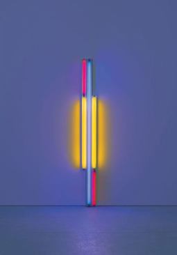 Dan Flavin  Art Basel Miami  Minimalist American artist Dan Flavin created made this homage to French modernist Piet Mondrian with red, yellow, and blue fluorescent lights.