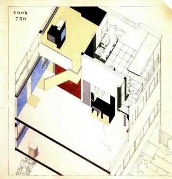 Le Corbusier's drawings for Maison Cook, in Boulogne-sur-Seine, France, circa 1926.