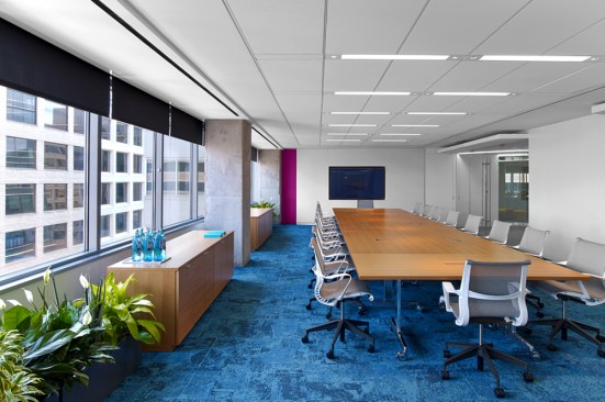 Conference rooms play host to meetings, A/V presentations, conference calls, and more – adjustable shades and preset lighting scenes ensure the right environment for any purpose.