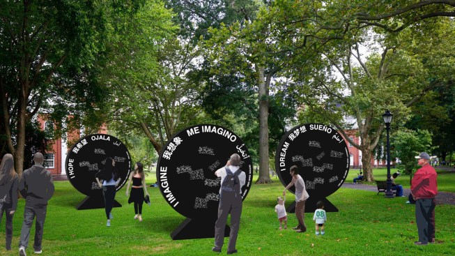 "Diary Disks," an installation by the Design Brigade in New Haven, Conn.