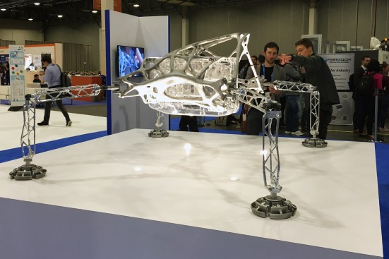 A collaboration between NASA and Autodesk, the fully-assembled lander—the most complicated structure ever created using generative design—measures approximately 8 feet long and 3 feet tall. Autodesk assembled the components of the interplanetary lander at its technology center in San Francisco. As the project was unveiled during the mainstage keynote, Autodesk robotics director Erin Bradner said, “Its goal is to explore and its task is to land.”