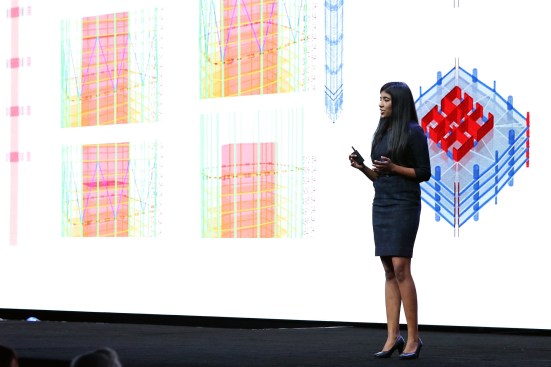 During the main-stage keynote, New York–based computational designer Nidhi Sekhar of LERA Consulting Structural Engineers described how she used “algorithm-aided design” through Dynamo and other Autodesk software to optimize her workflow while preserving her design vision as part of the firm’s research and design group LERA+.