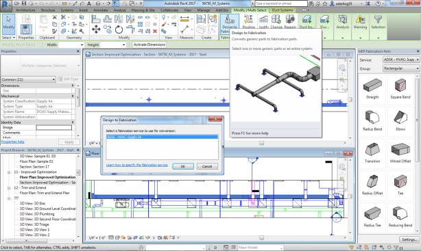 Convert design level of detail (LOD) model elements to construction LOD elements using the Design to Fabrication tool.