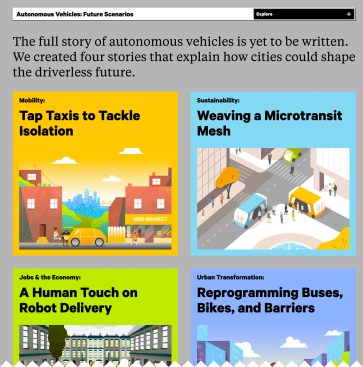 The Autonomous Vehicles: Future Scenarios project features “pro-urban AV concepts through a glimpse of the daily life of residents of future cities,” according to Dash Marshall.