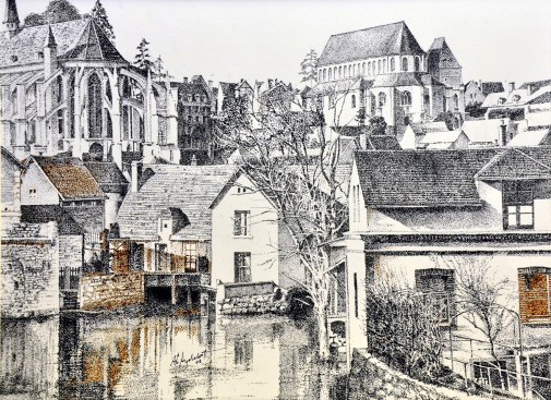 St. Pierre and St. Aigman, Vue sur l'Eure au Pont de la Courtille, Chartres, France (2003)