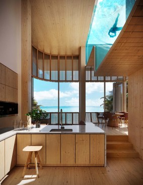 Kitchen with pool