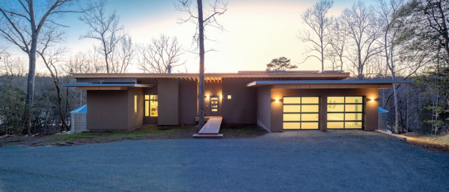 Main entrance and garage elevation.