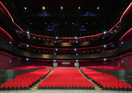 In the Playhouse, the layout is adaptable and can be changed from a typical proscenium stage with the audience in front, to a thrust stage with the audience on three sides.