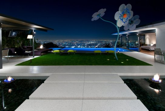 Hopen Place Hollywood Hills modern home backyard landscape and hardscape design
