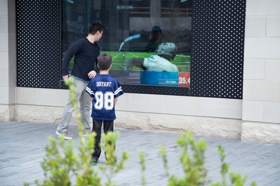 Interactive displays in the outdoor concourse of the Star engage fans and activate key sponsorships