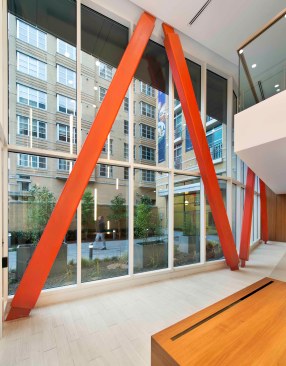 View from lobby to courtyard.