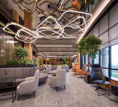 lounge zone with a collaboration zone