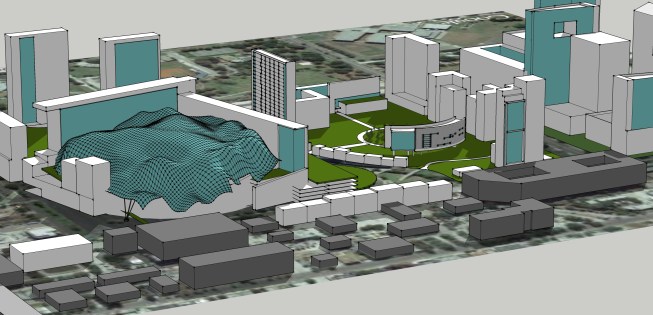 Architectural rendering of  Trop90, mixed use space on Tropicana Field site in St. Petersburg, FL.